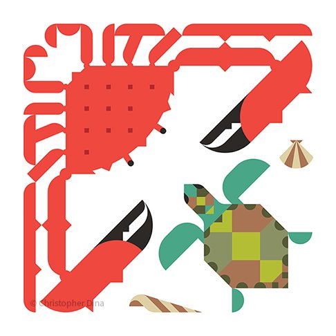 Crab and Sea Turtle