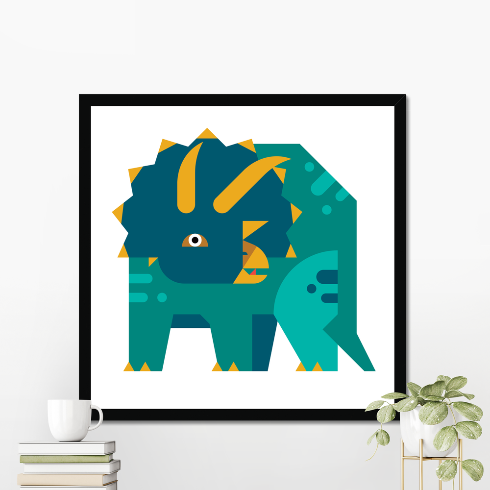 Triceratops Modern Art Print Poster by Christopher Dina
