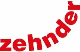 Red text spelling 'zehnder' diagonally on a white background.