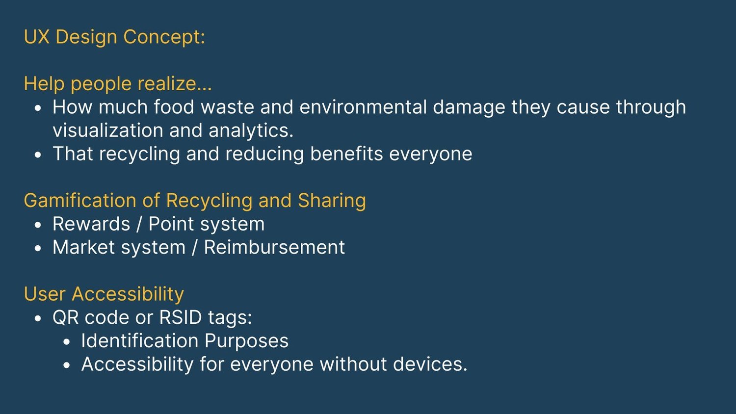 UX design concept: visualization and analytics, gamification, rewards, QR or RFID cards for people without devices