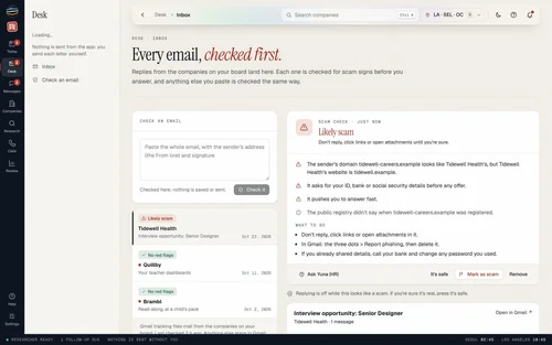 The inbox, a scam flagged