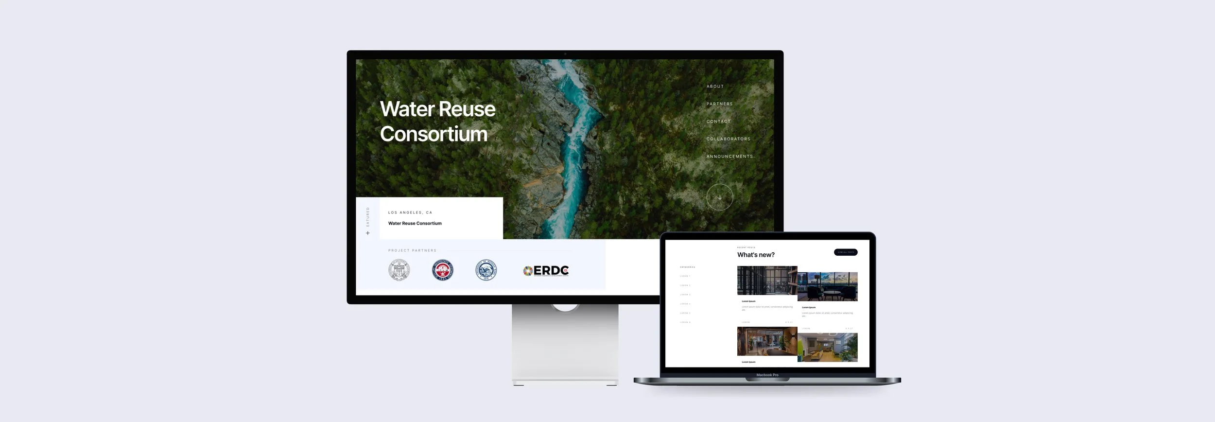 The Water Reuse Consortium site on a desktop and a laptop