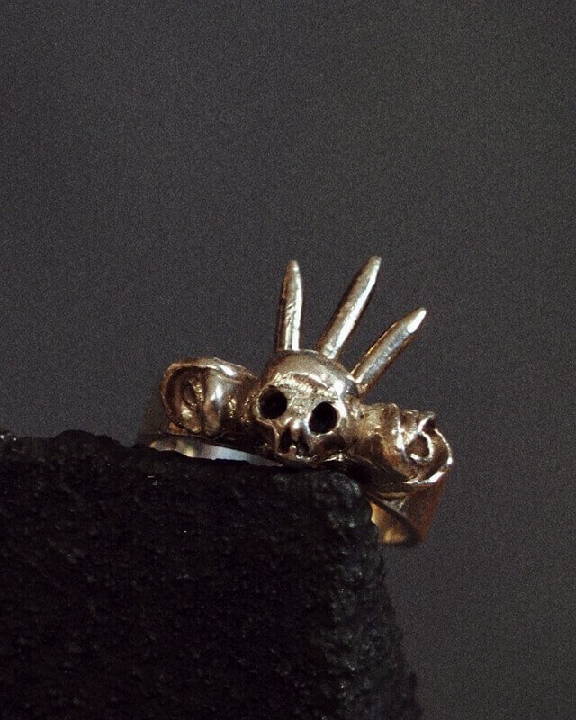 St Aubert skull rose halo spike ring SLAB Jewellery