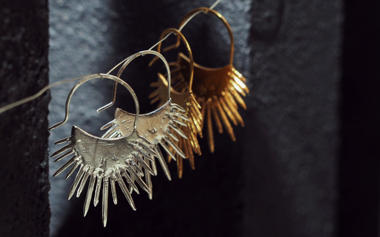 Silver-focus-and-Gold-Morano-halo-spiked-earrings-SLAB-Jewellery.jpg