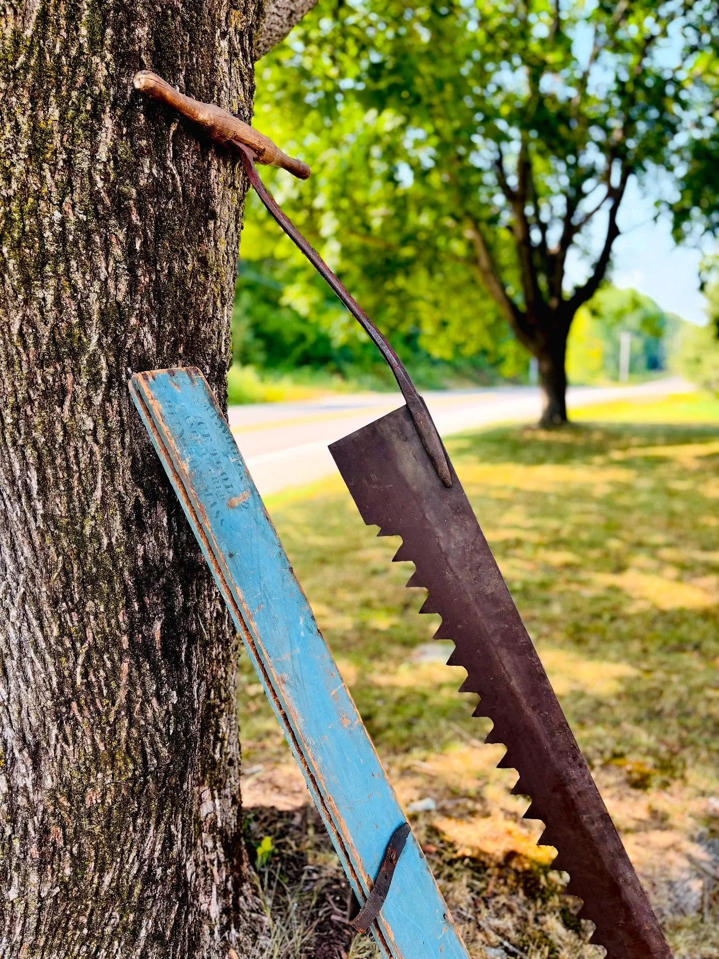 This antique ice cutting tool is made by Wm. T. Wood &amp; Co. of Arlington, MA -one of the most respected names in 19th-century ice harvesting equipment. The original blue paint is still in remarkably good condition, making this a standout example o