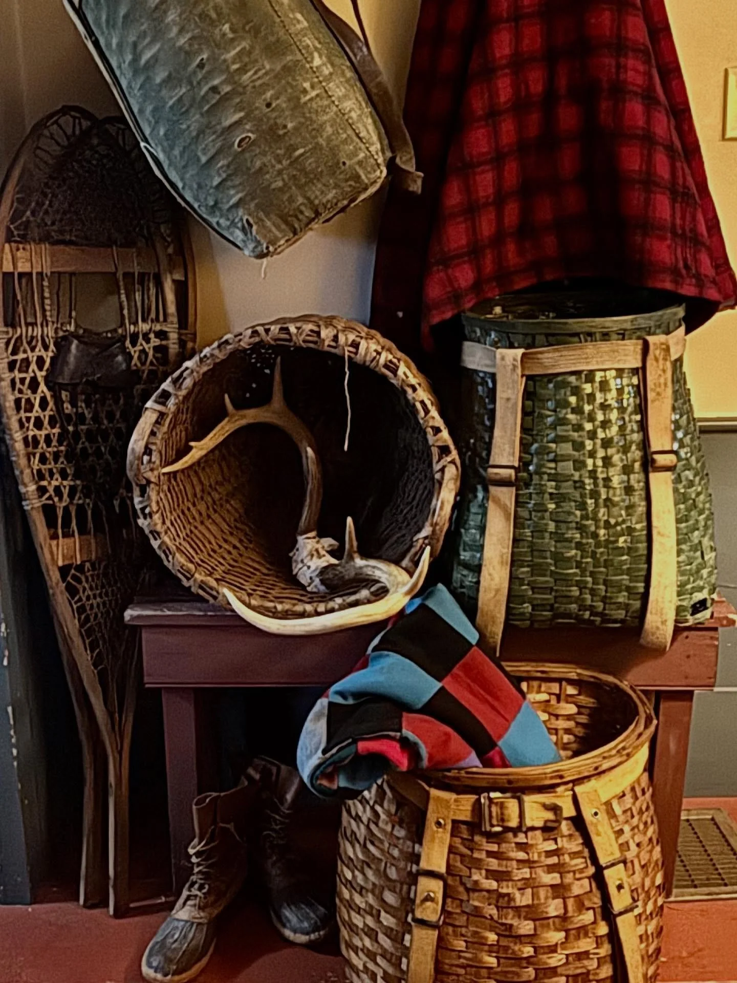 These vintage pack baskets were built for the trail &mdash; sturdy, handwoven companions that once carried gear through forest and field - sometimes used for foraging and harvesting, hunting and fishing, or carrying personal belongings for travel. No