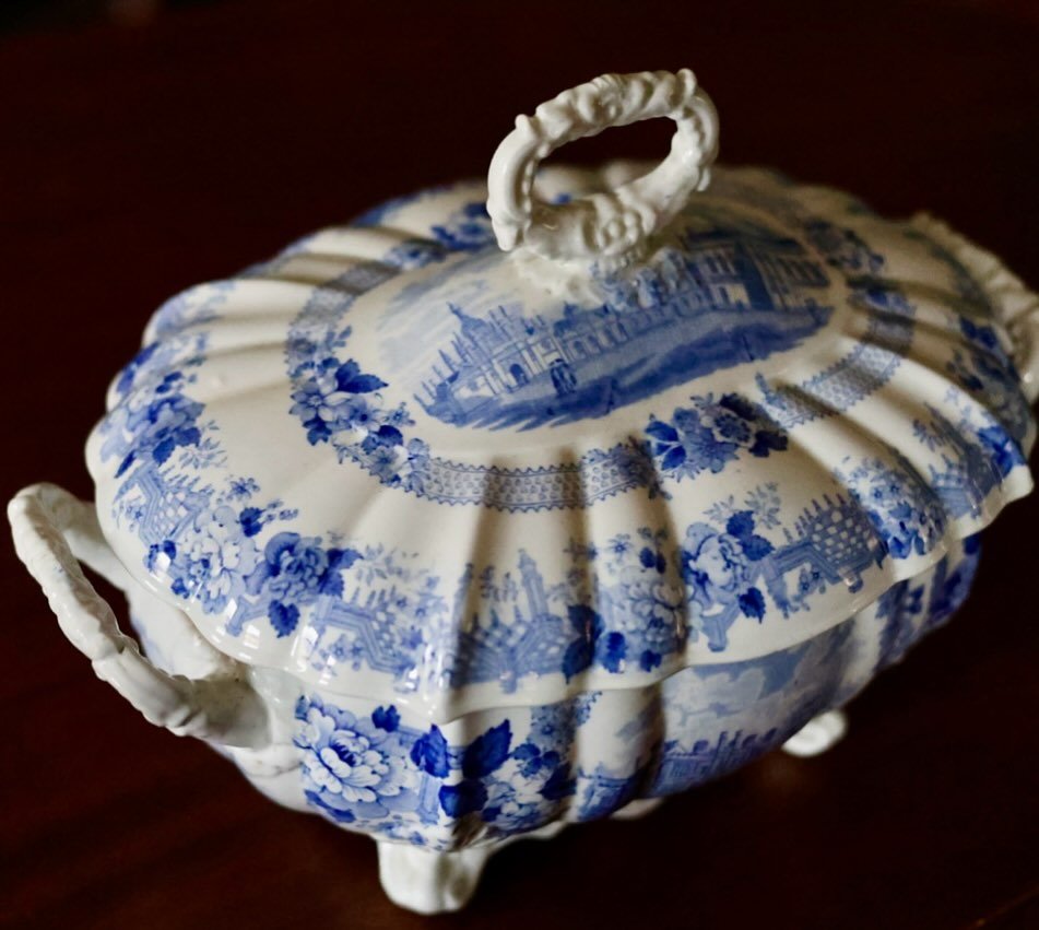 There&rsquo;s something timeless about blue and white ironstone &mdash; elegant yet familiar, refined yet ready for the family table. This Mason&rsquo;s Patent Ironstone China tureen, with its graceful curves and classic transferware scene, feels rig