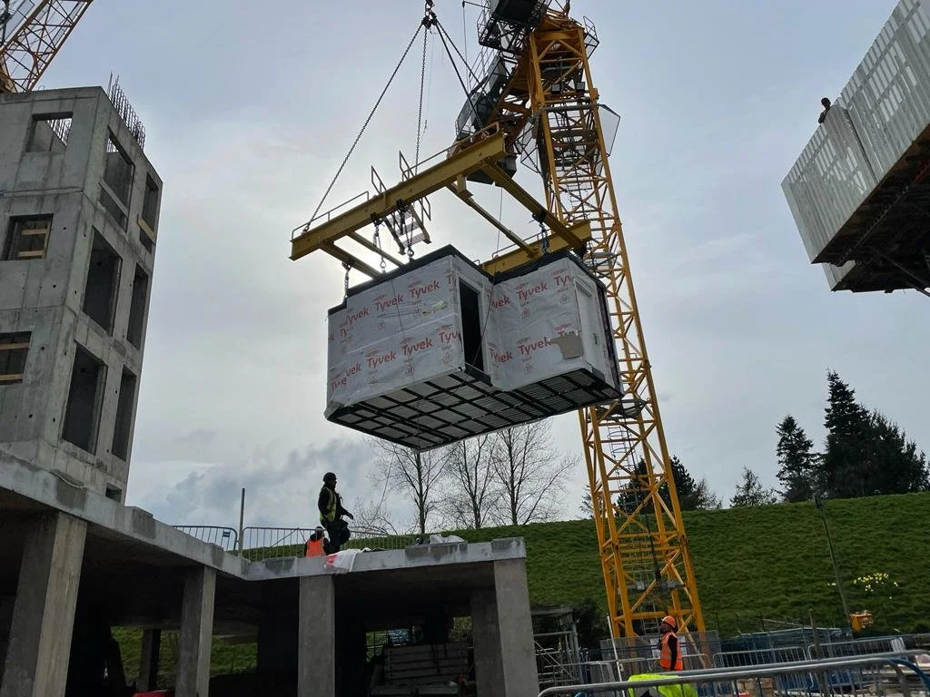 Module being lifted into position