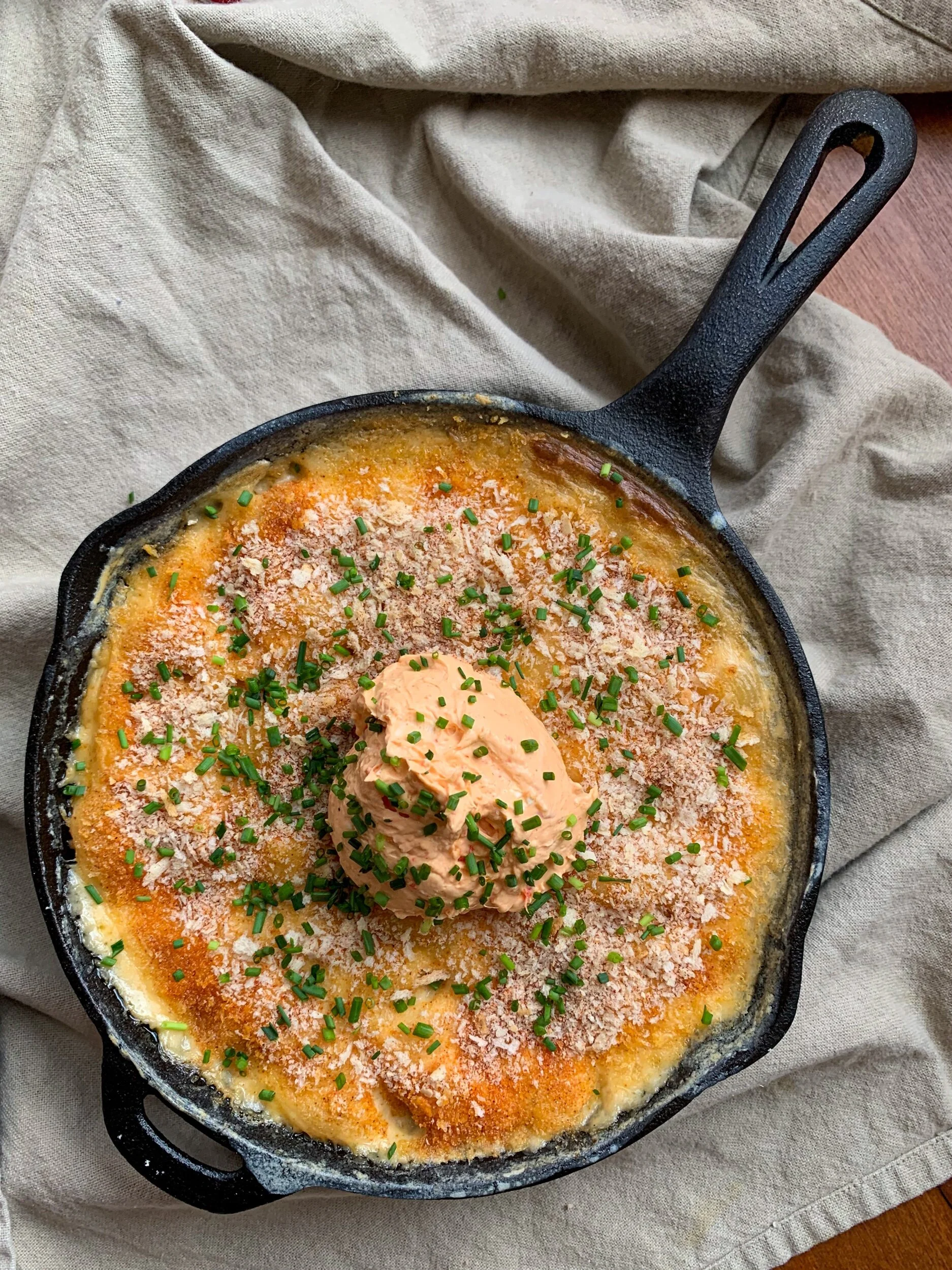 Baked Mac & Cheese with Red Pepper Whip