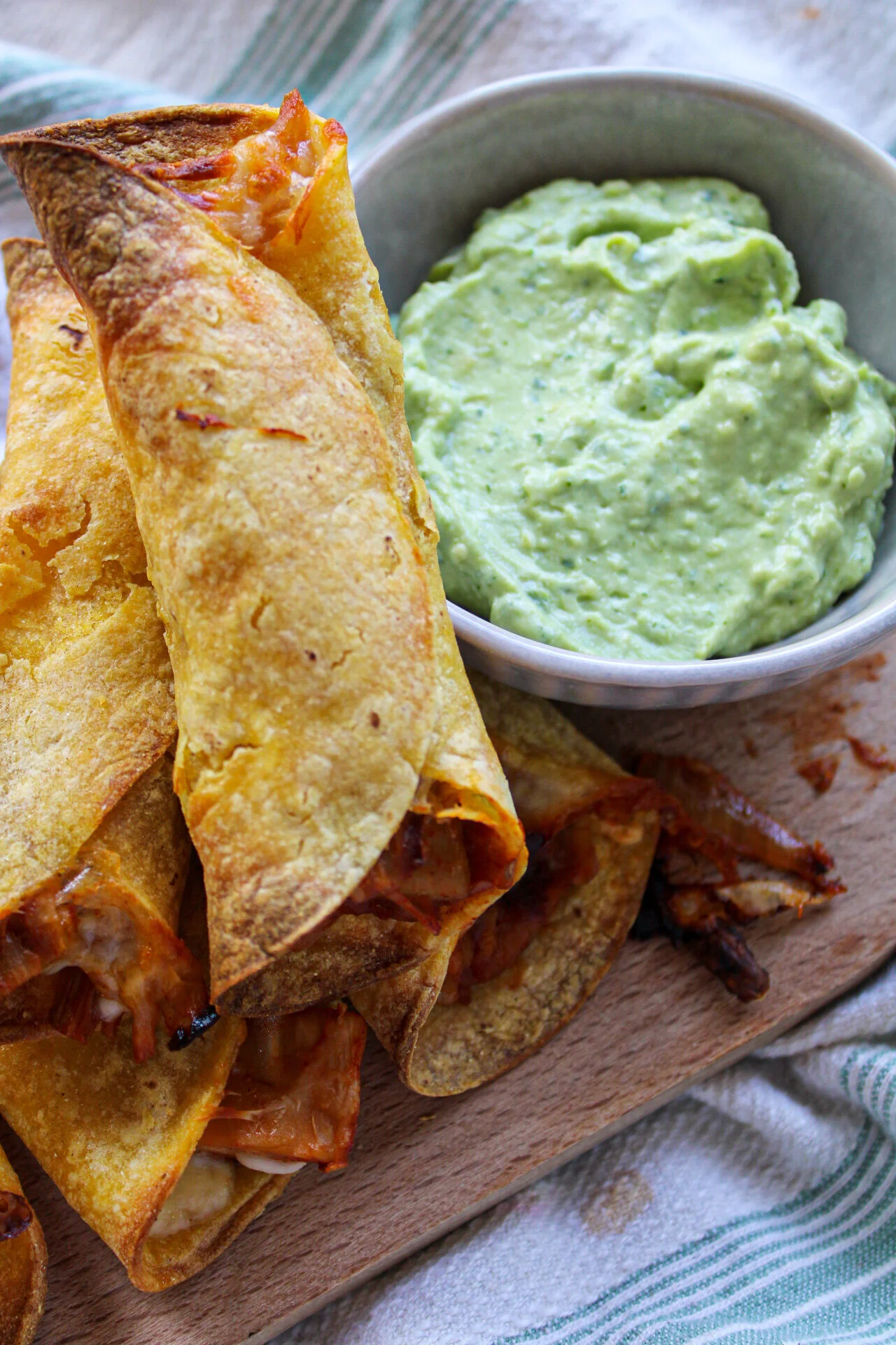 BBQ Jackfruit Taquitos with Avocado Lime Dip