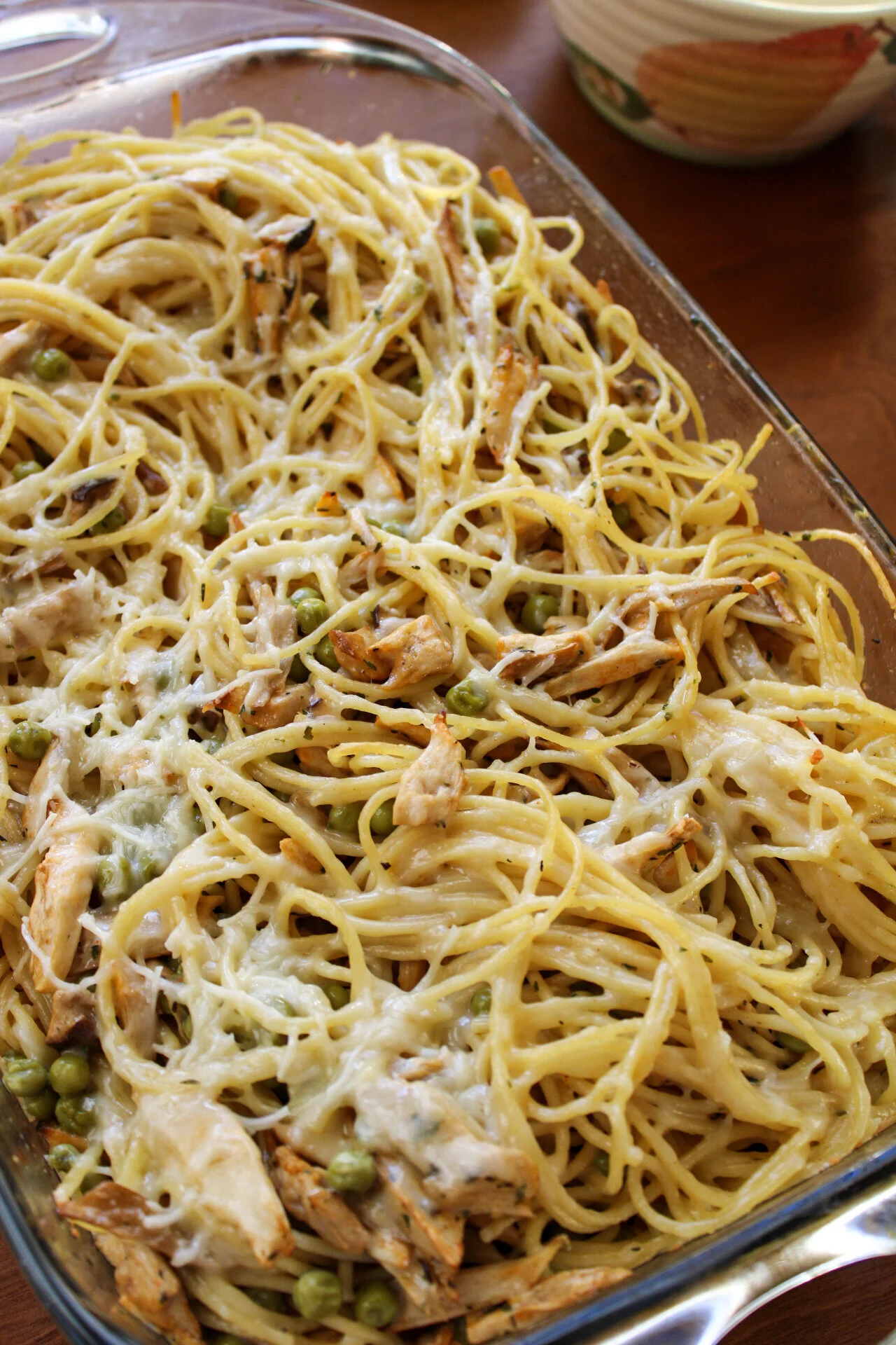 Mushroom and Peas Pasta Bake