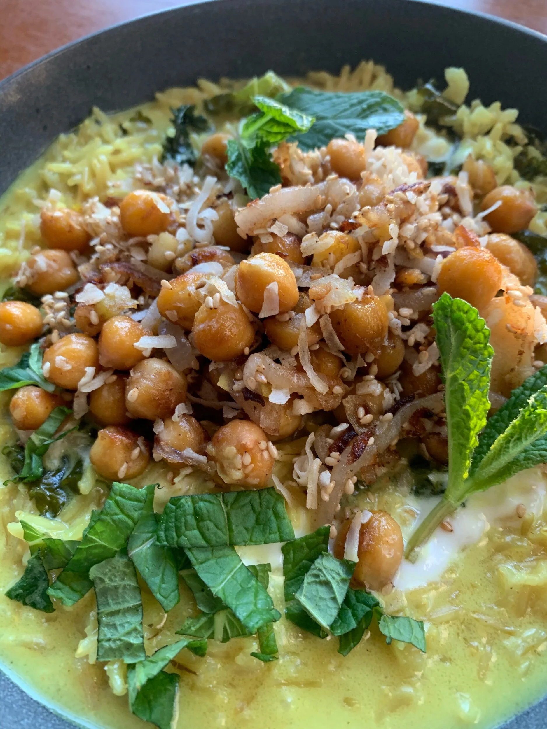 Creamy Golden Rice with Spiced Chickpeas