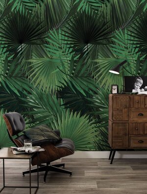 Geen deur nietig Botanical palm behang (97.4 x 280 cm) — BEDS & HOME