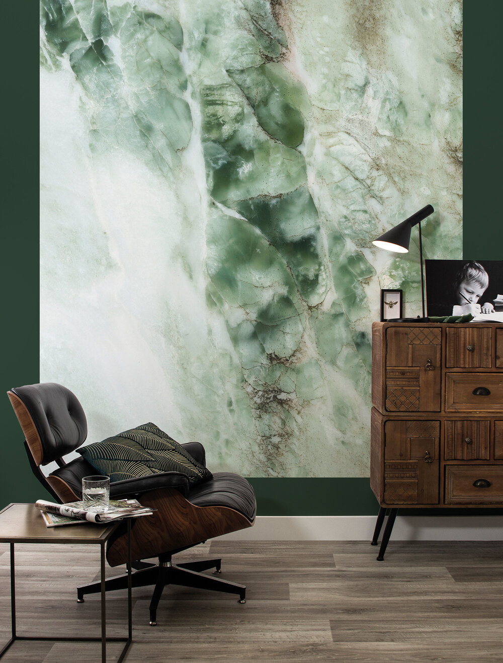 lavendel Het kantoor rechter Behangpaneel XL marble (groen) — BEDS & HOME