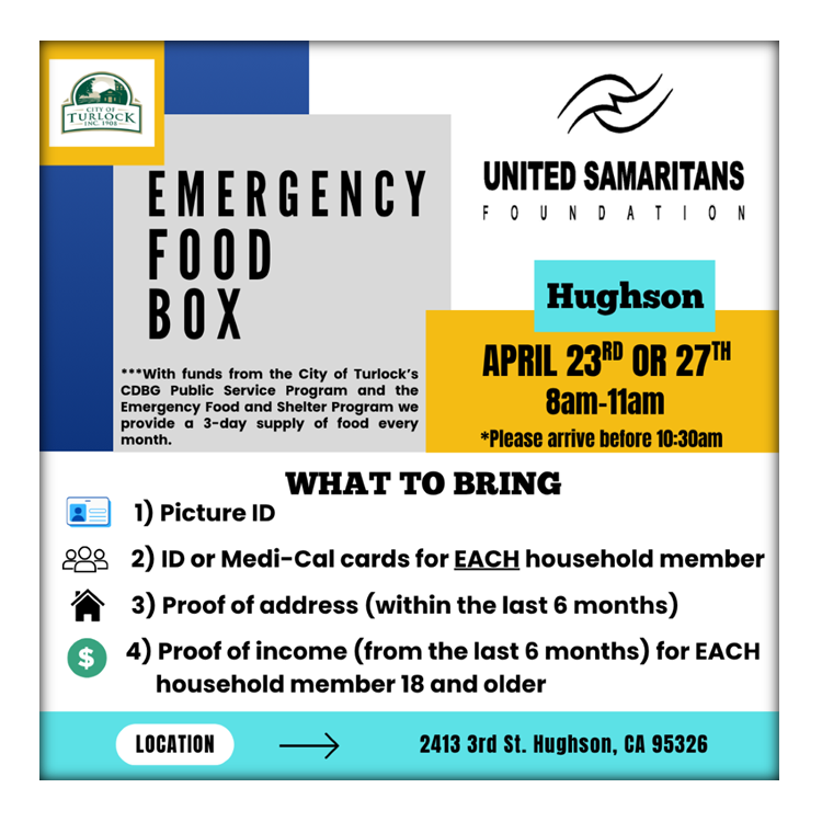 Hughson Emergency Food Box Day  