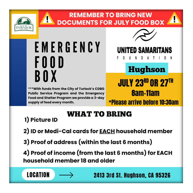 Hughson Emergency Food Box Day  