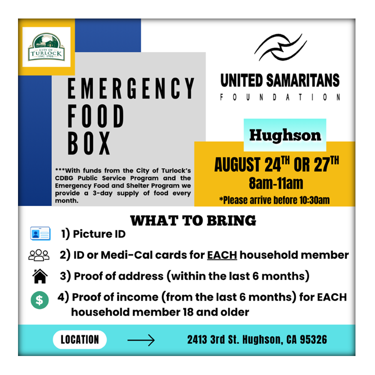Hughson Emergency Food Box Day 