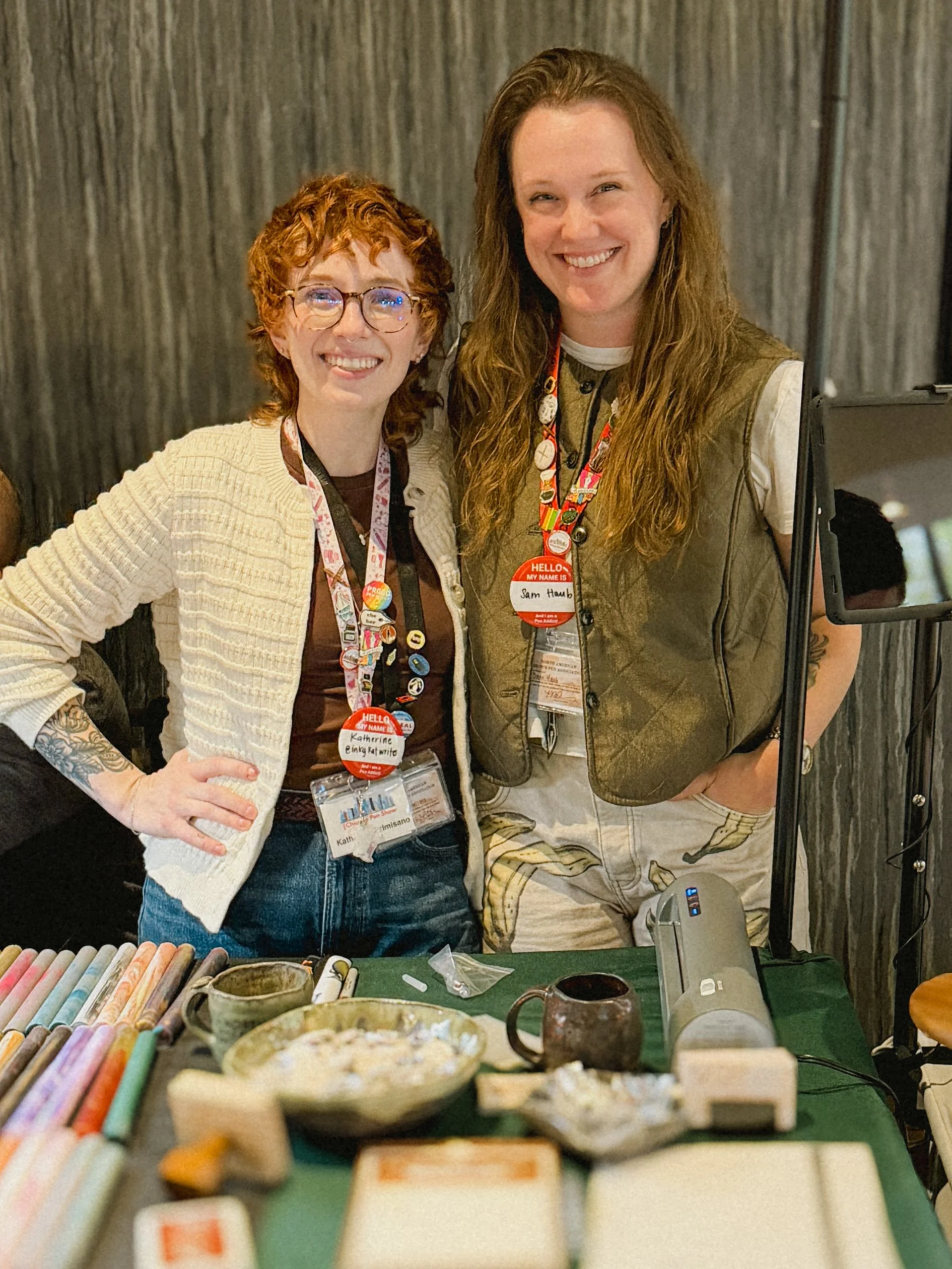 Katherine and Samantha, Brown Pen Barons, at the 2026 Chicago Pen Show