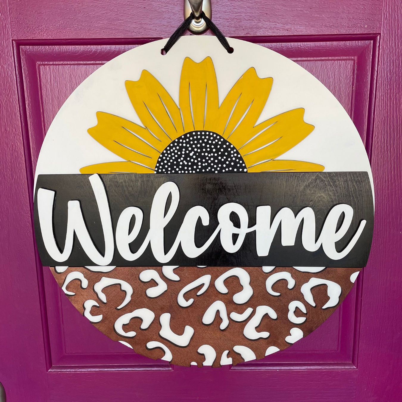 Welcome Sunflower and Leopard Door Hanger — Paint It Pretty