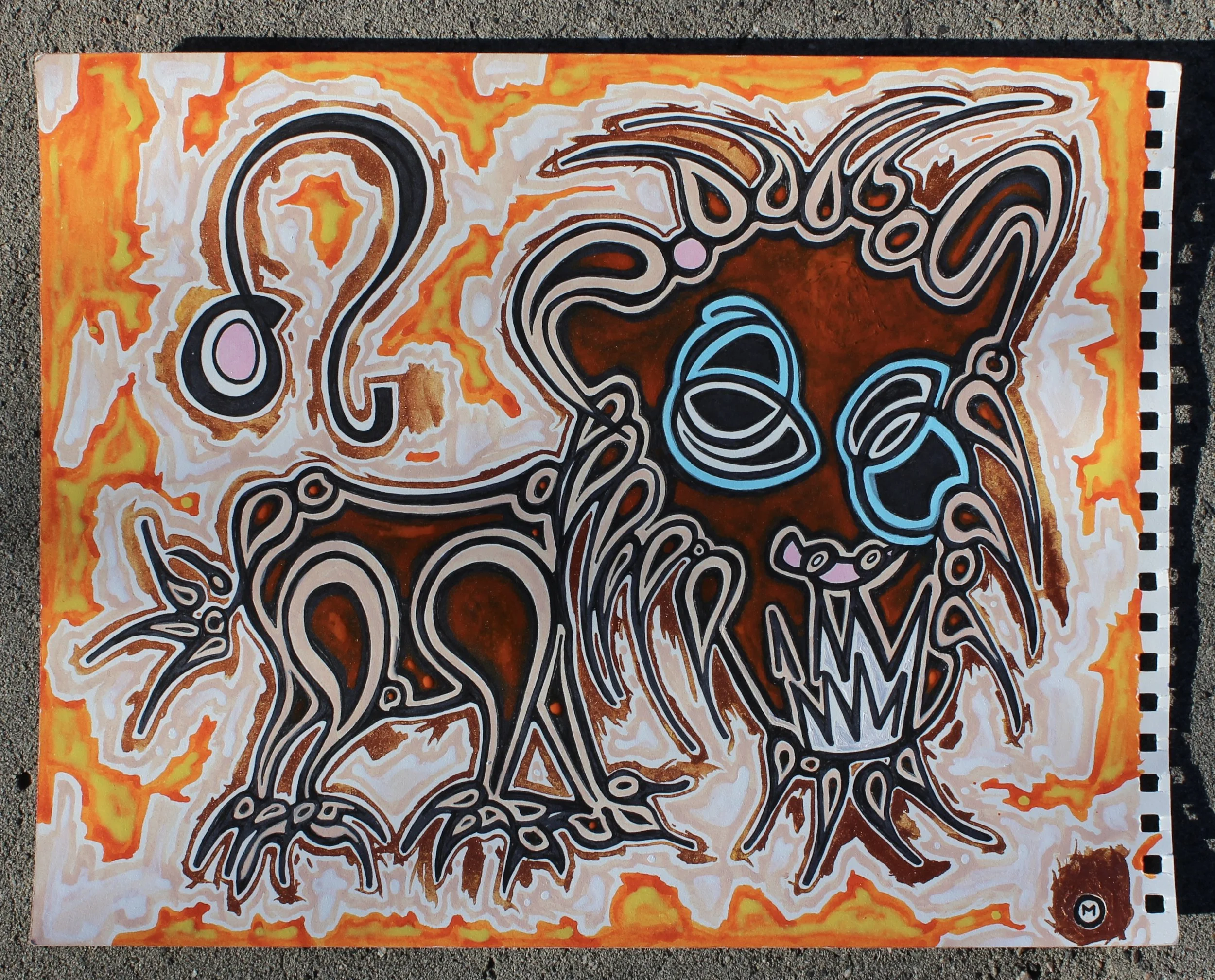  11” x 13.5”, acrylic ink on Stonehenge white paper, 2025 