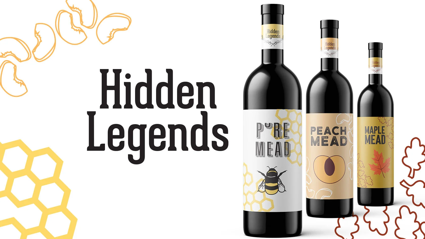  This brand specializes in mead. Their labels are all very similar and lack distinction between flavors. I created these labels to bring a sense of uniqueness to each bottle while still keeping the brand recognizable. 