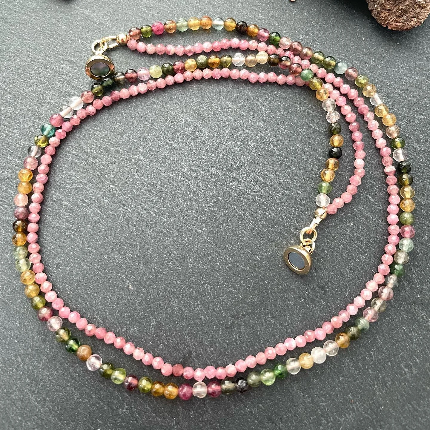 Beautiful pink tourmaline🌸 Two strand genuine gemstone necklace with magnetic clasp.
.
.
.
#pinktourmaline #gemstonenecklace #healingjewelry #pink #artisanjewellery #crouchend #gift #christmas