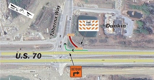 #US70JamesCity Traffic Alert

Starting at 9 a.m. tomorrow, Thursday, June 19, the right turn ramp from U.S. 70 Eastbound to Taberna Way will be permanently closed. To access Taberna Way from U.S. 70 Eastbound, use the right turn lane at the intersect