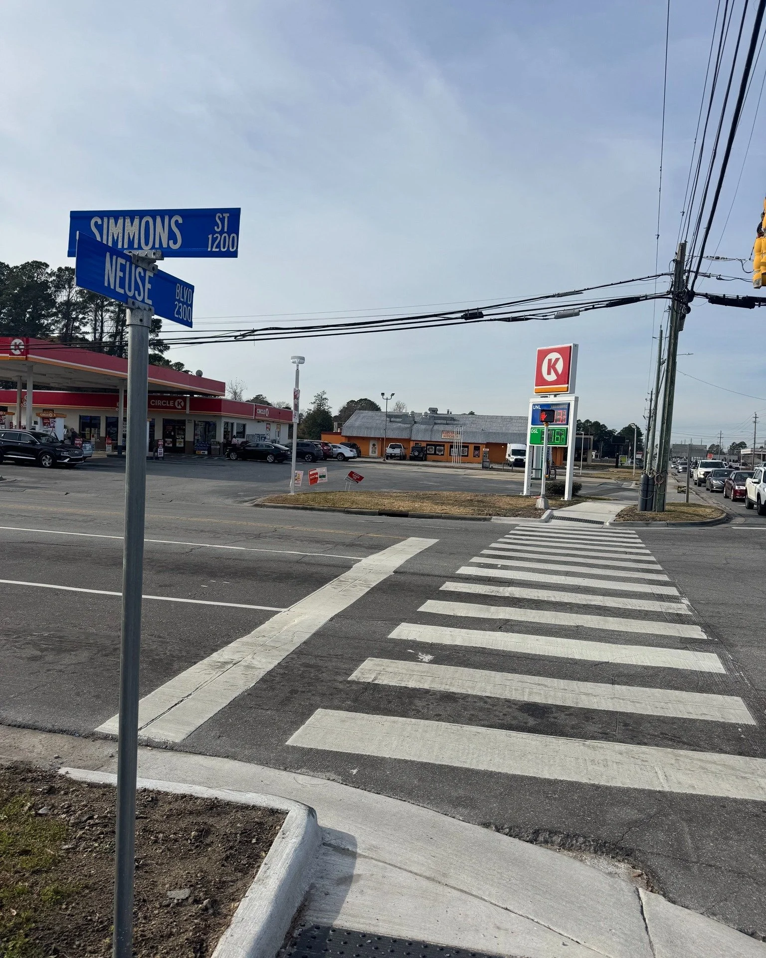If you have been on Neuse Blvd recently you may have noticed new pedestrian push buttons and crosswalks. These facilities were installed at Simmons St., in front of Carolina East Hospital, Fort Totten Dr. and First St. along Neuse Blvd. to make cross