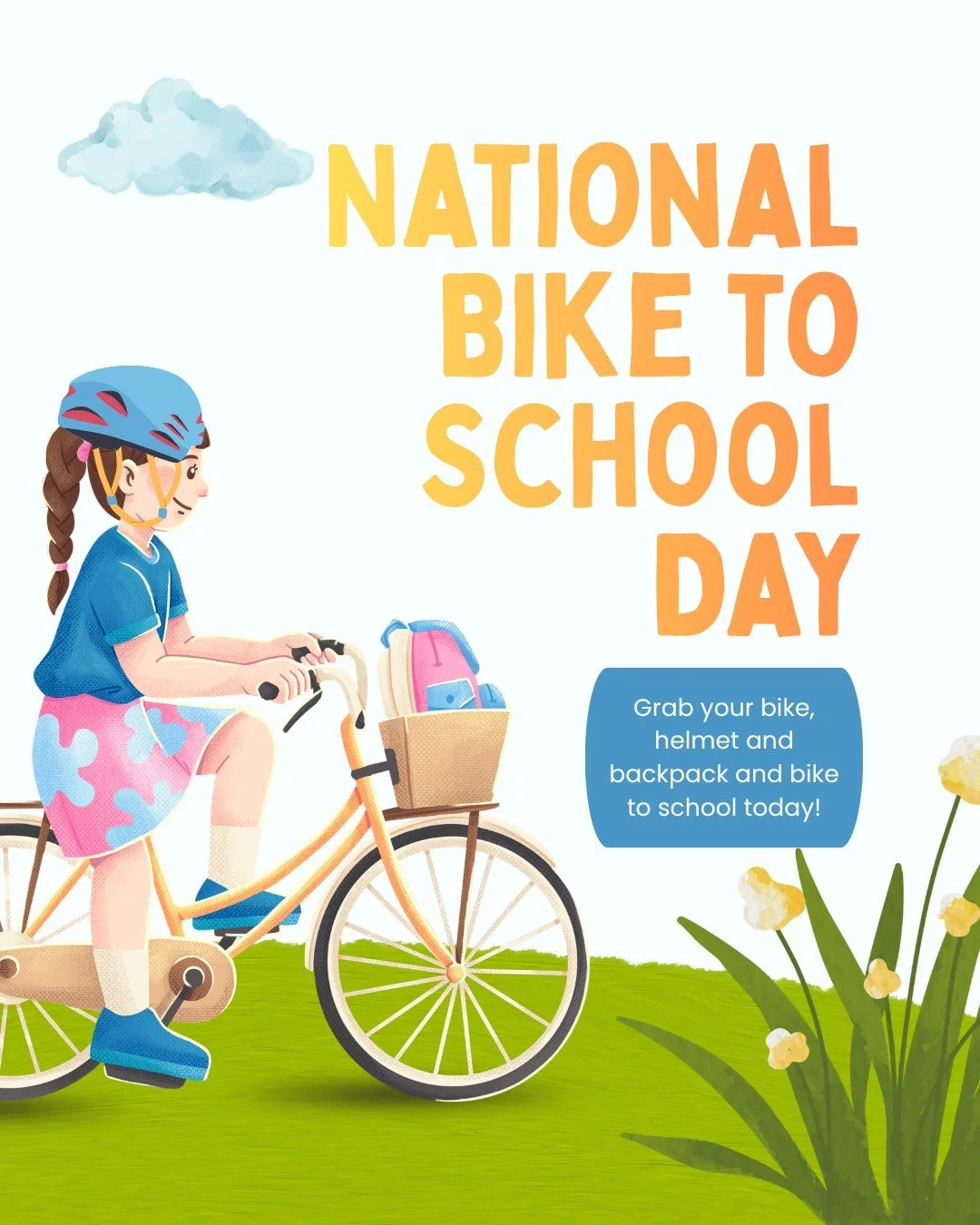 Tomorrow is National Bike to School day. If your child wants to bike to school tomorrow, make sure to show them the route, remind them of safe biking habits and grab some friends to bike to school with. Students should wear a helmet and feel comforta