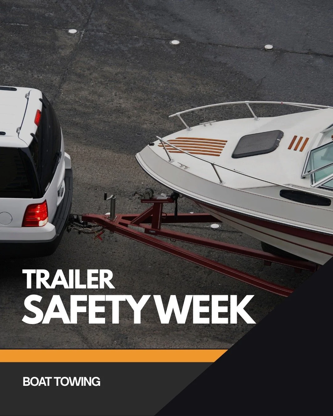Safely getting the boat in the water is the start to a great day. Keep in mind when towing the boat, anything loose on the boat has the potential to blow away. Stow them inside or make sure they are secure. Safety chains are also important in case th