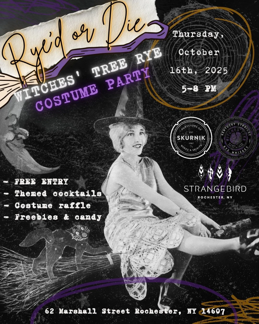 Did somebody say ✨COSTUME PARTY✨? 

Dress up in your Halloween best while celebrating @witchestreerye with us and @skurnikwines! We'll be slingin' themed cocktails in the brewery while dressed up - bonus points if you come as a witch! A cauldron of g
