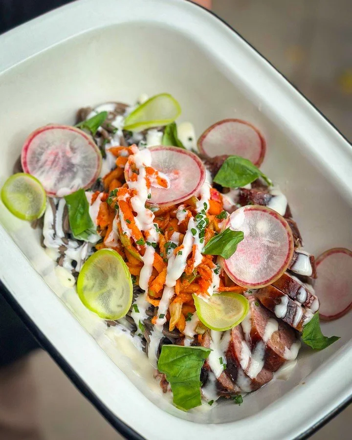 A soba noodle dish celebrating Fall produce in upstate NY?  Yeah, we've got that!
🍎Baked apple and five spice sausage (made in-house of course!) and soba noodles topped with honeycrisp apple kimchi, kewpie mayo, radish and herbs.
So different, so