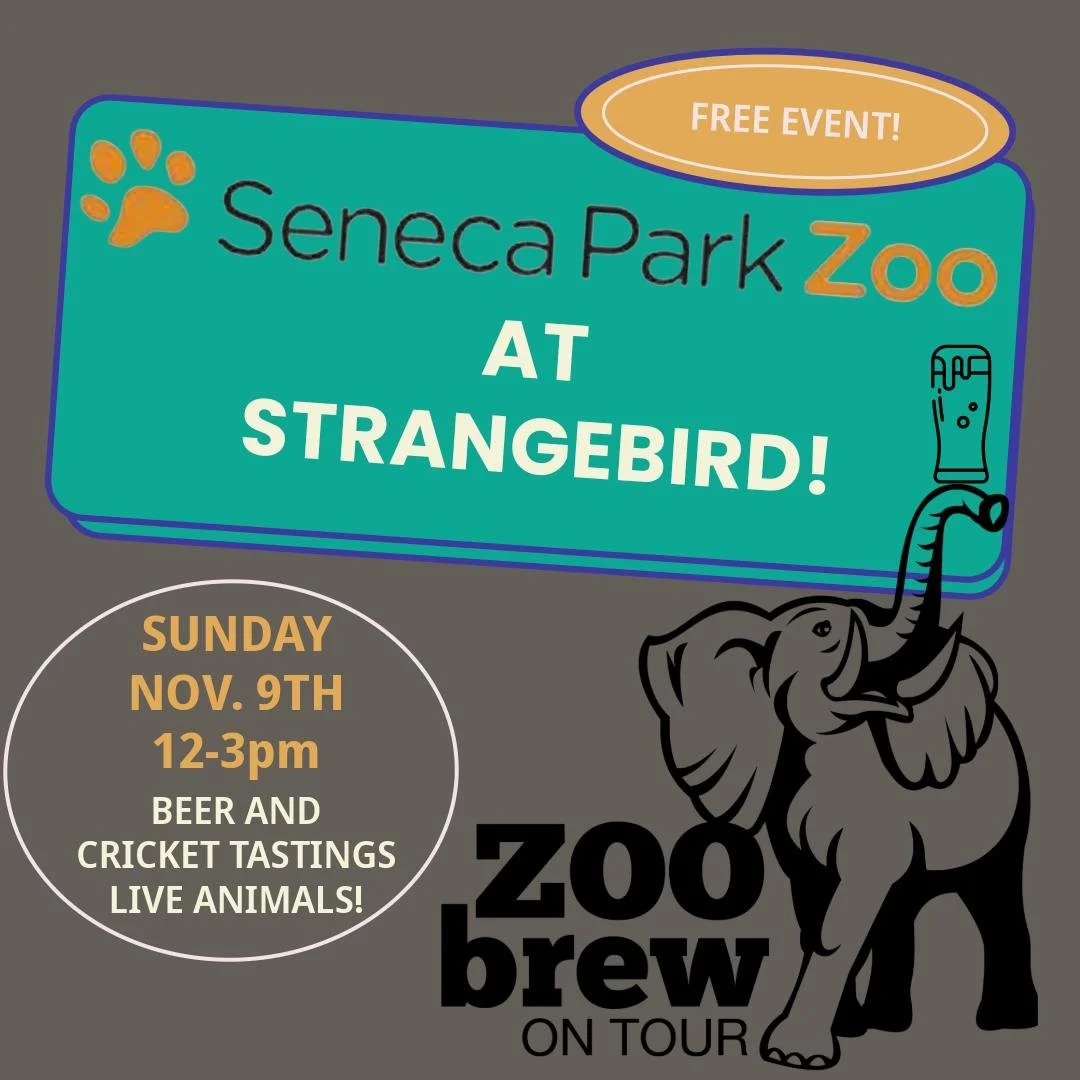 Gather round birds, the @senecaparkzoo is coming to Marshall Street! 🚐
Sunday November 9th 12-3pm. The zoo mobile will be rolling up to the brewery. We'll have brews pouring at our brew bar, cricket tastings (yup) and some animal friends for an up-