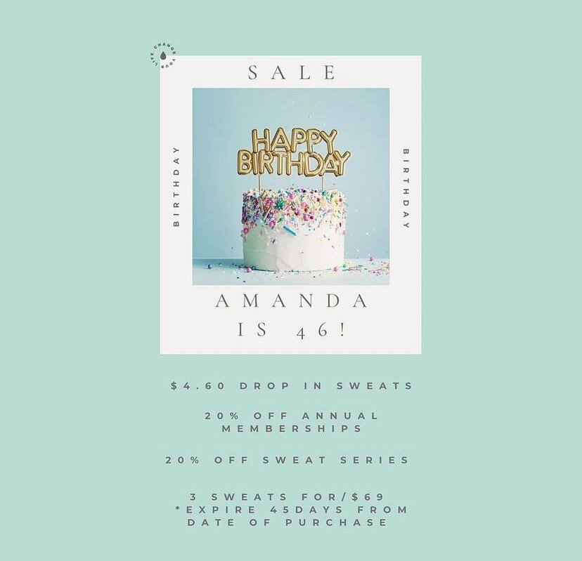 Happy Birthday to @cylsaunastudio_kansascity Amanda!! Enjoy some fun party favors - hello $4.60 sweats! - now through May 7! #birthday #pvks #sweatlife #detox