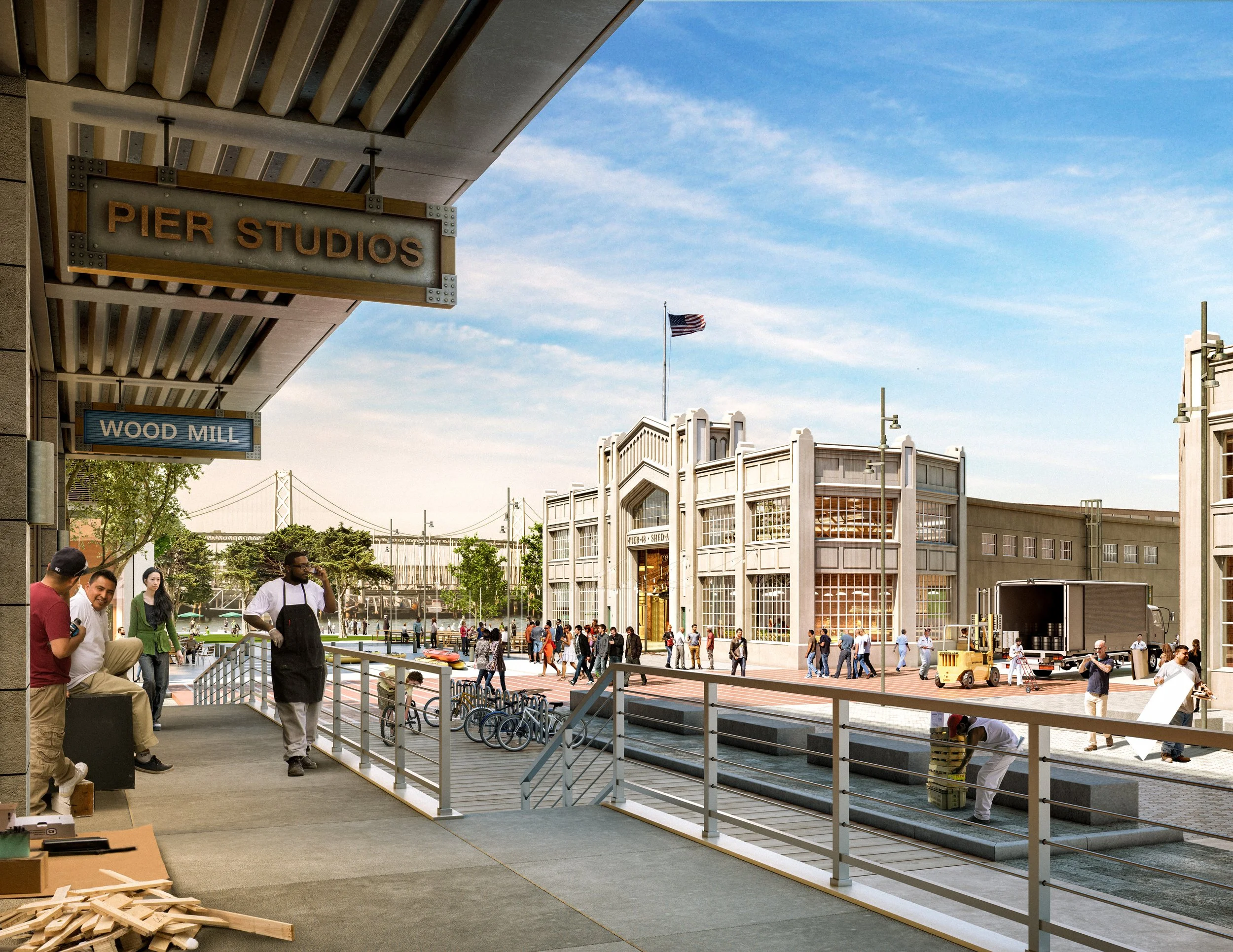 Rendering of the working waterfront on Terry A Francois Blvd (credit Steelblue)