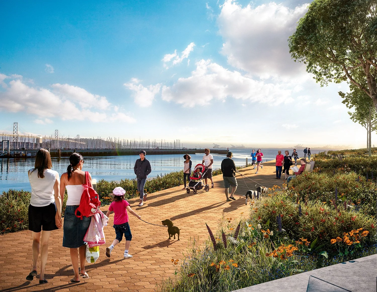 Rendering of China Basin Park waterfront promenade (credit Steelblue)