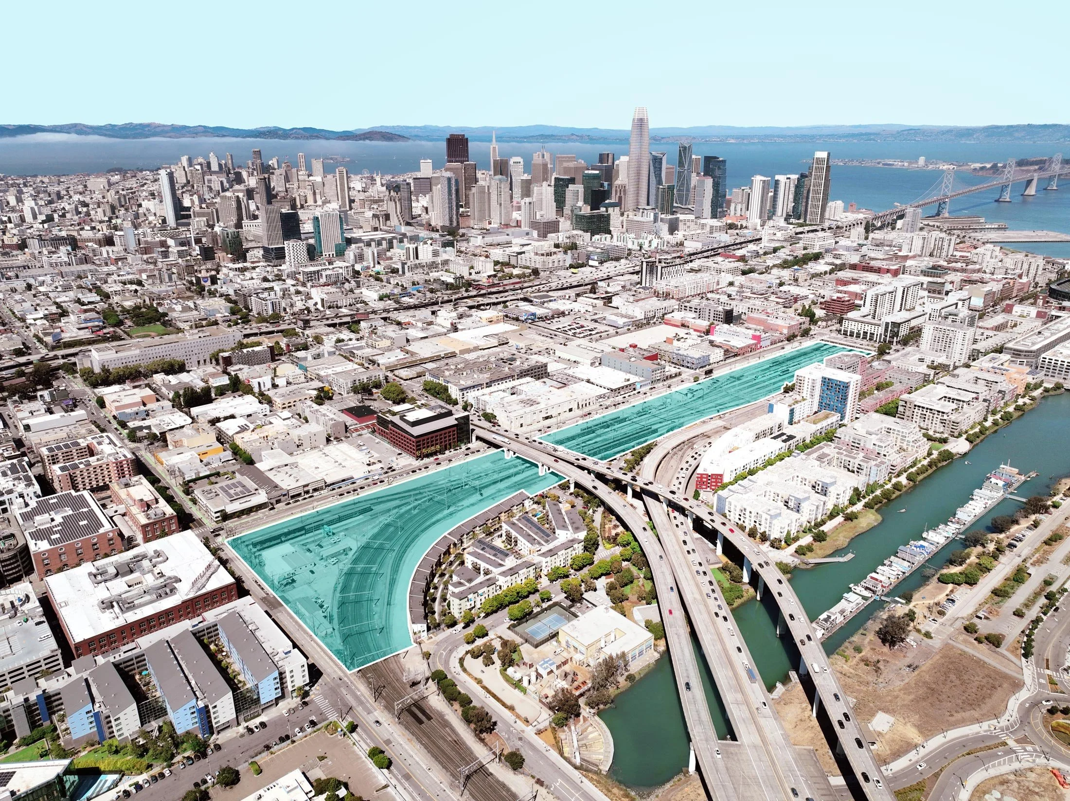 A view of the site with Downtown SF in the background