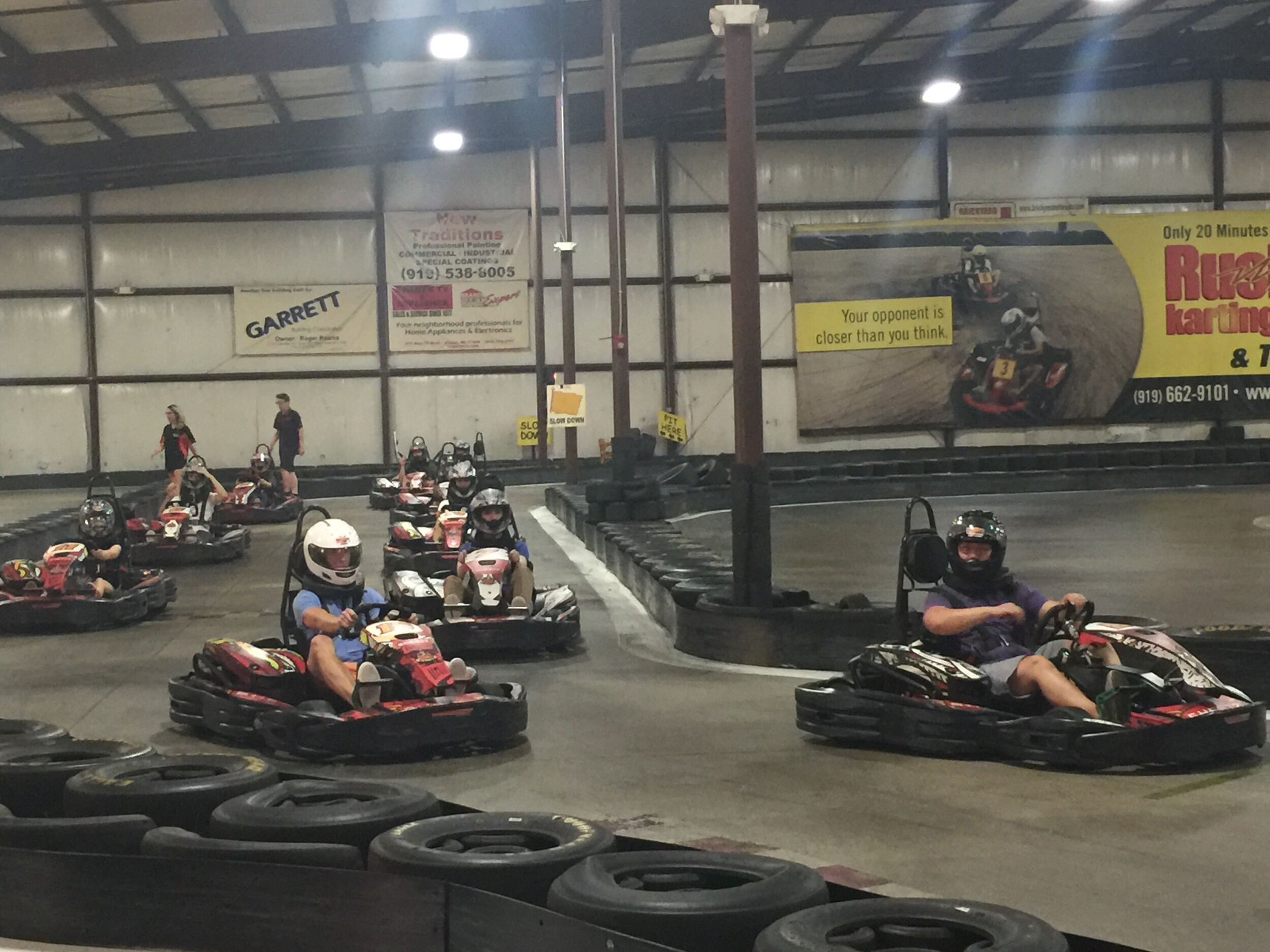 Go-karting for Carolyn's goodbye party