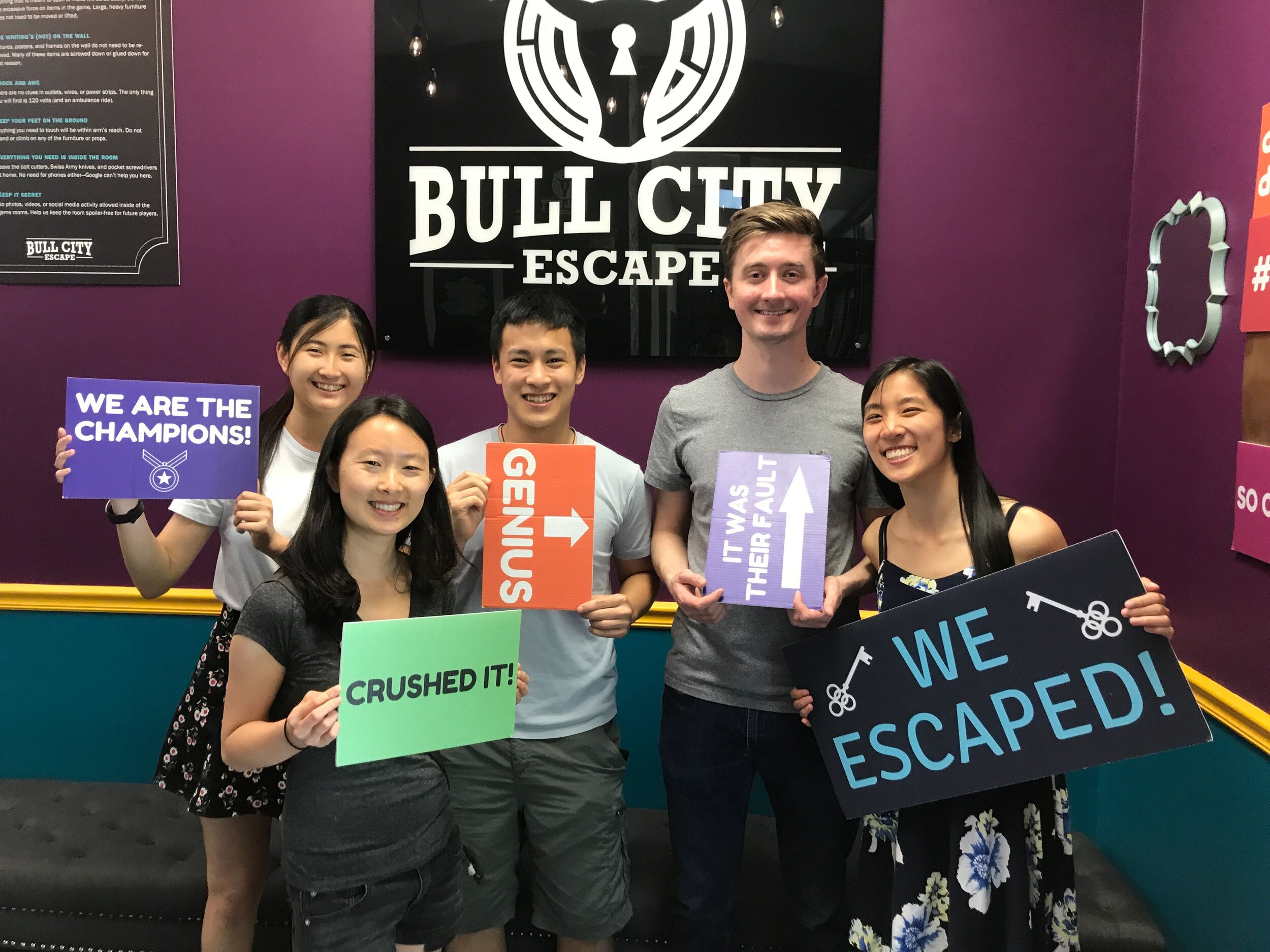Escape room for Youlim, Adam, and Xiao's goodbye party