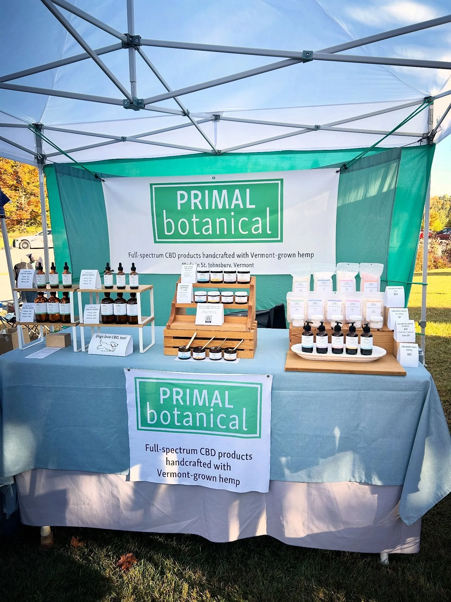 All set up at the Burke Fall Festival! There are so many great vendors here, and we couldn&rsquo;t have asked for a more beautiful day. I&rsquo;ll be here with all my handcrafted CBD products till 3:00 - come say hello!