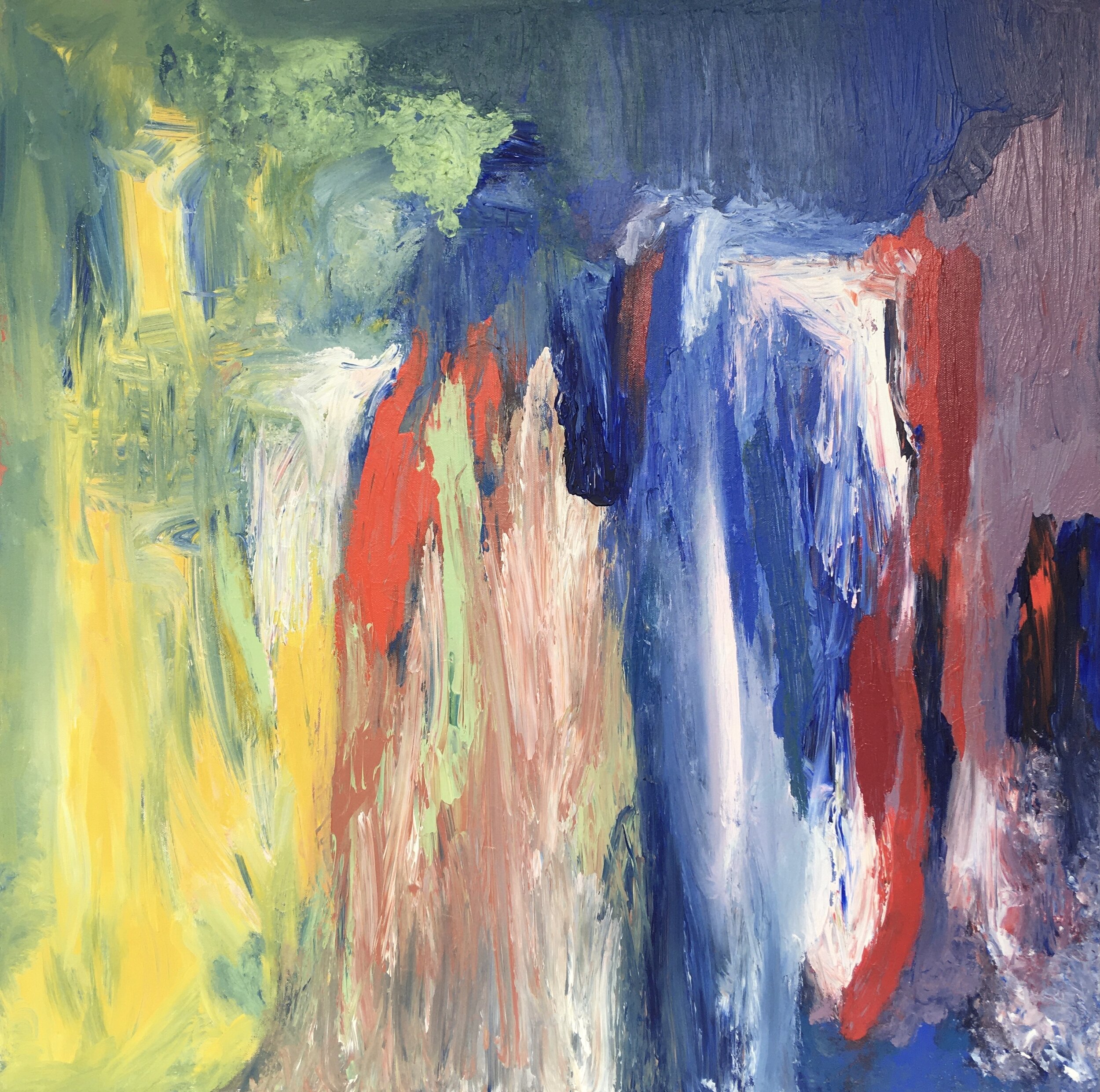 "waterfall" acrylic on canvas 30x30 inches