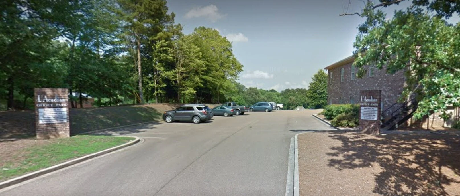 View of Lafayette Pediatric Clinic's parking lot entrance