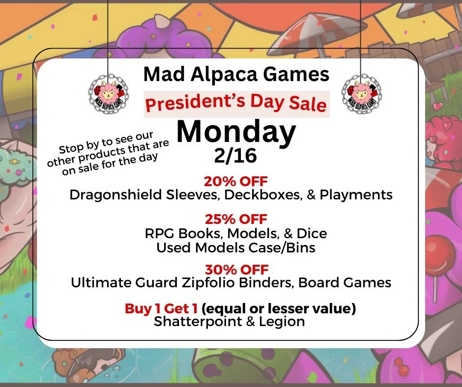 President Fay Sale! 
Stop by both locations and check out the sales.