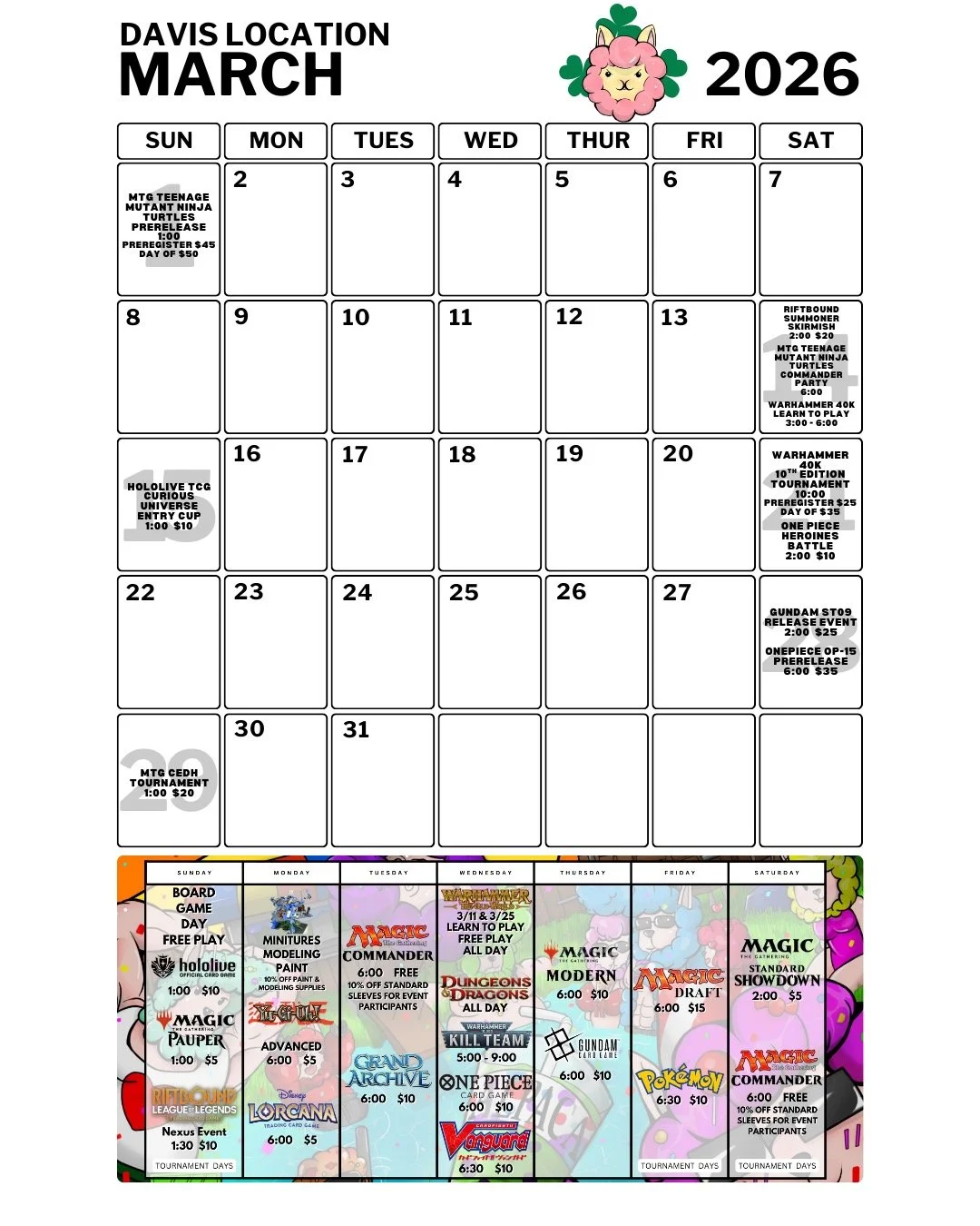 Davis March Calendar