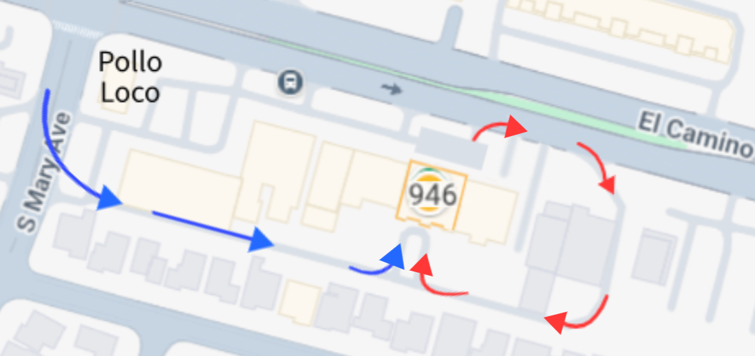 map directions to additional parking in rear