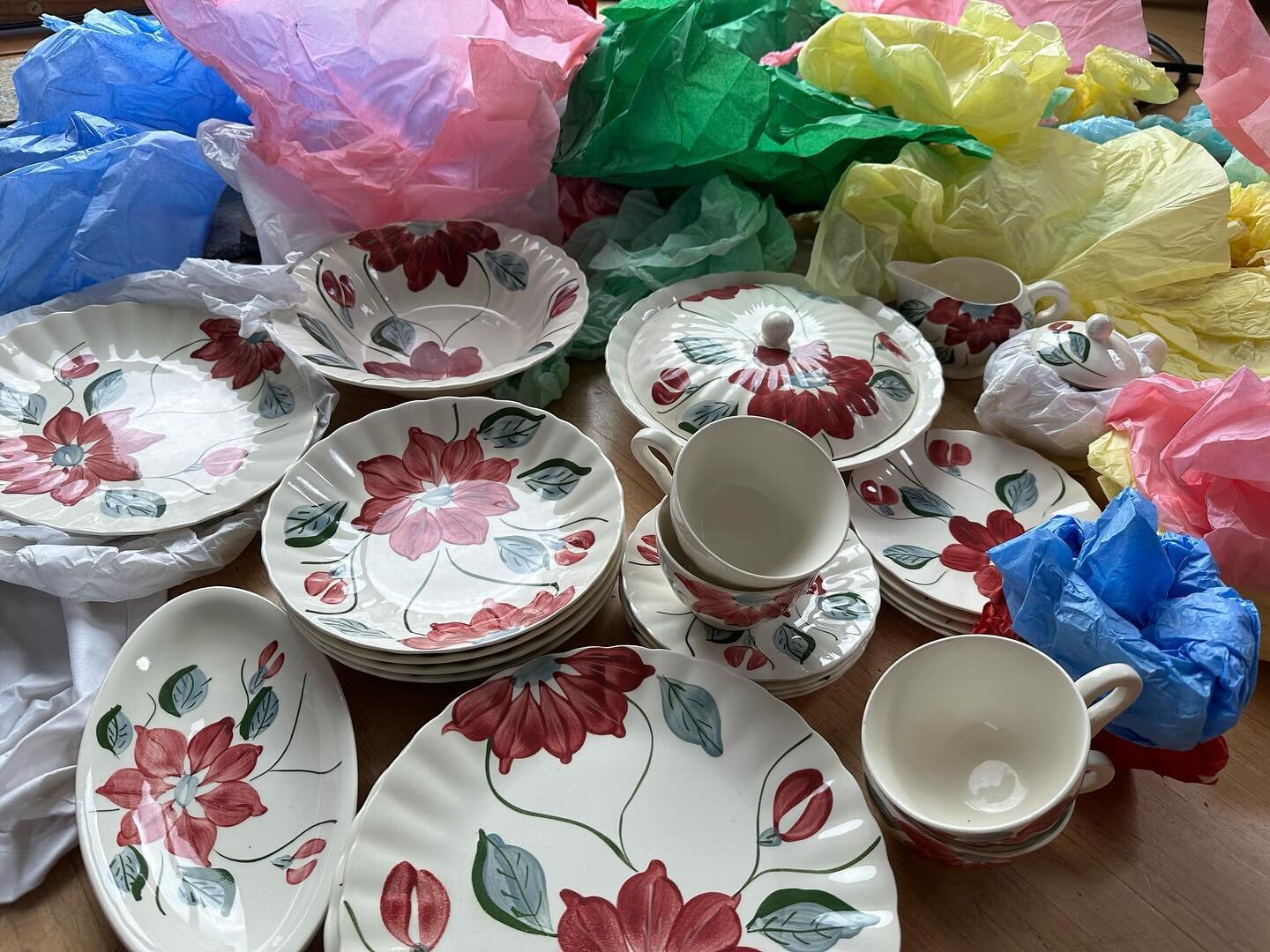 Nostalgia.. dinnerware from my childhood in Totowa NJ that has been in a box wrapped by my sister @carolyncardillo Happy Easter! Made in USA; small plates for appropriate portions; Looking forward to sharing meals with friends and family #familynosta