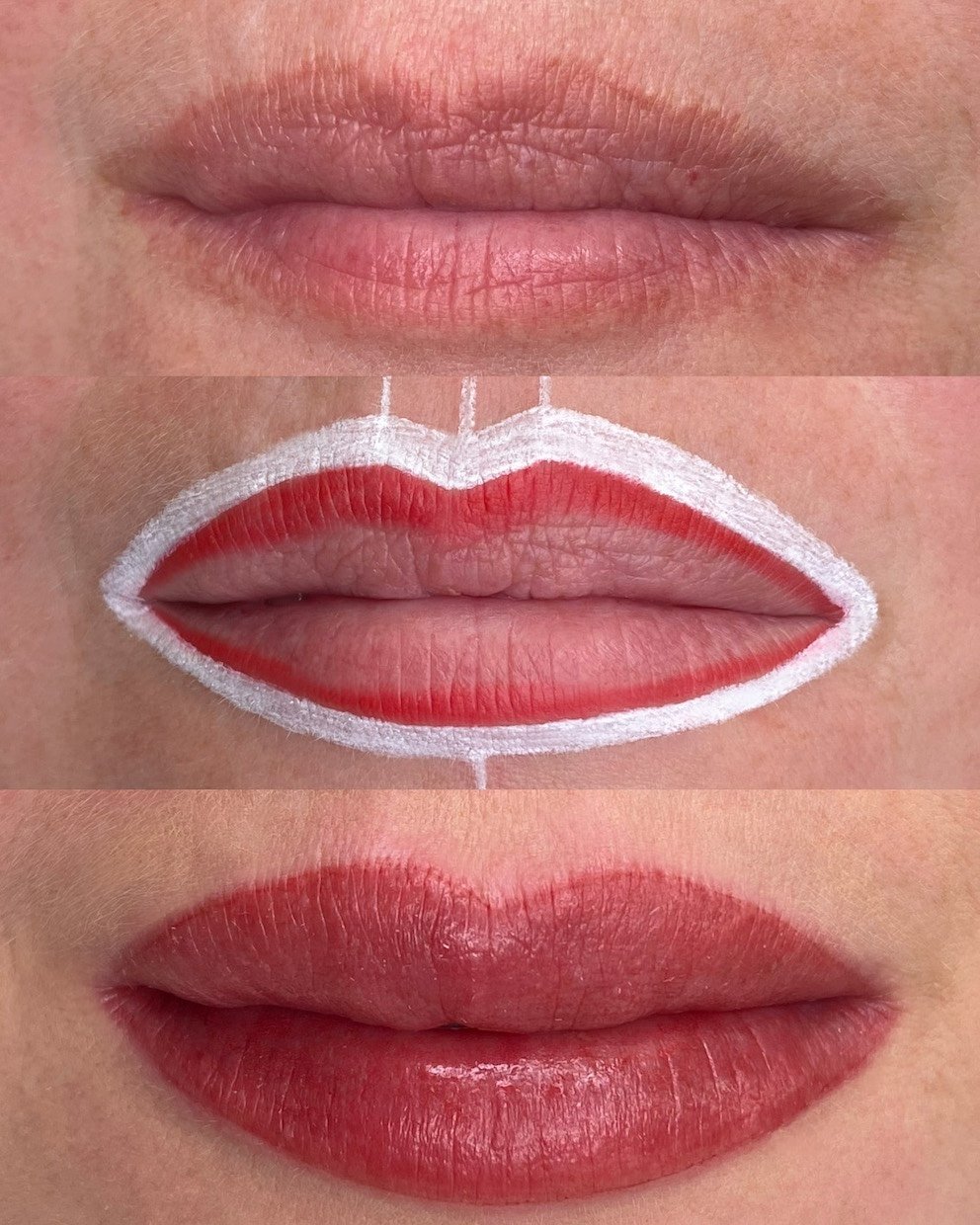 Before, Right After Tattoo and Healed Results