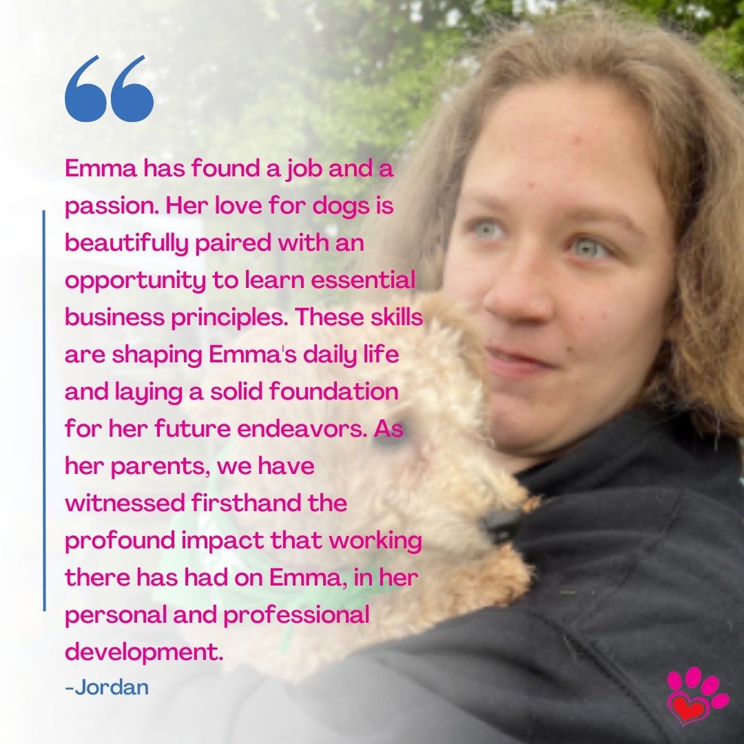 Such kind words from Emma&rsquo;s mom, Jordan, on the impact working at Pawfectly Delicious Dog Treats has had on Emma. 💙

&quot;Our daughter, Emma, absolutely loves working at Pawfectly Delicious Dog Treats alongside other neurodiverse young adults