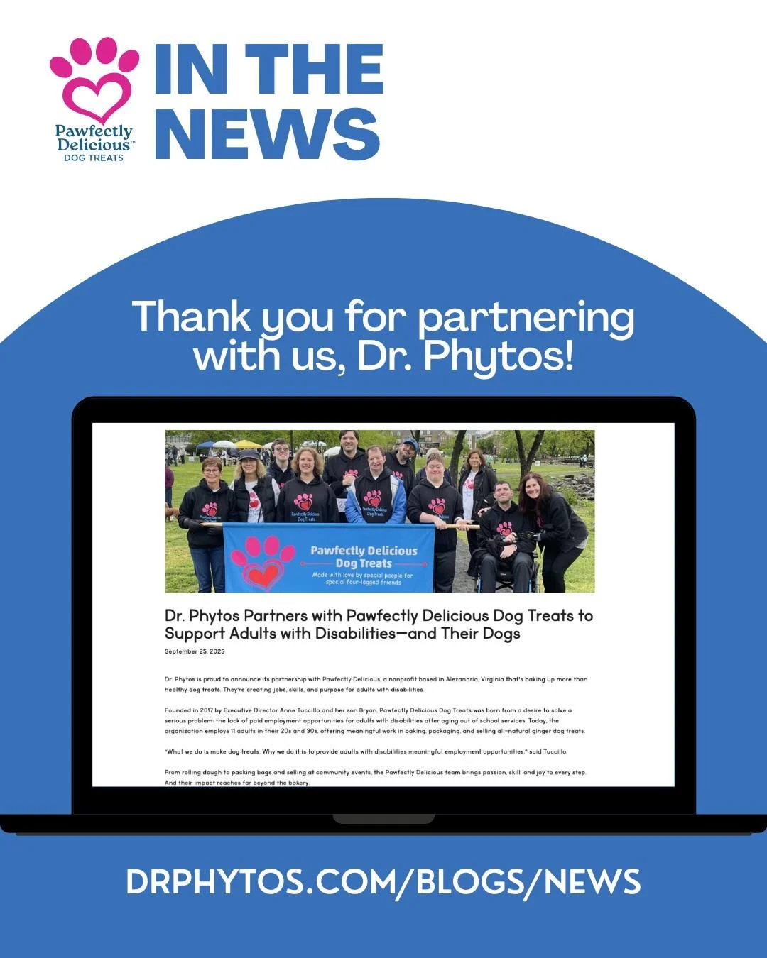 We&rsquo;re so thrilled to have the support of Dr. Phytos to help spread the word about our mission and share our delicious dog treats with more pups!

Dr. Phytos offers a dog food topper that is full of the high-quality nutrients dogs need to thrive