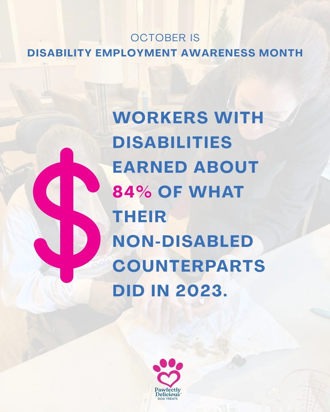 When we create inclusive workspaces, everyone wins. 🩷

💰 In 2023, full-time workers with disabilities earned a median income of $48,937&mdash;that&rsquo;s $9,176 less than their non-disabled peers, who earned $58,113, according to the Center for Re